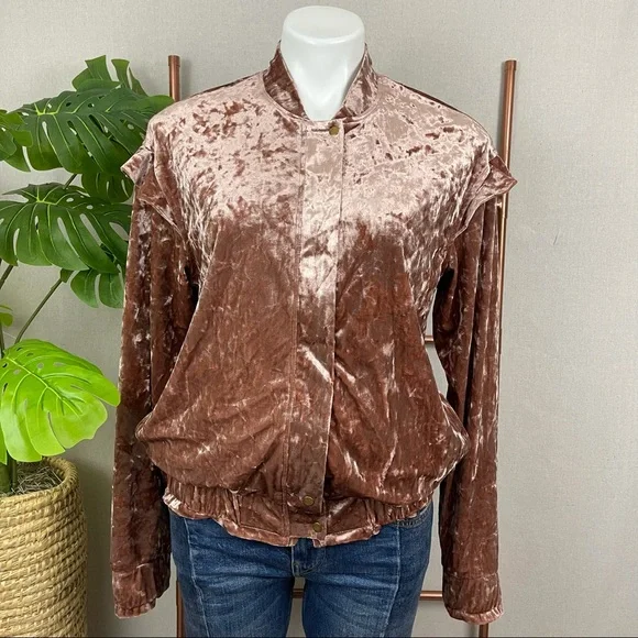 Anthropologie Sabina Musayev Pink Blushed Velvet Bomber Jacket (Sz Small) - Picture 7 of 11